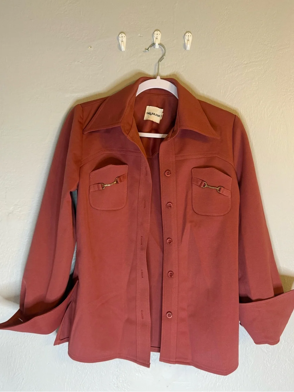 Vintage 70s Two Piece Set Sir Julian Rust Brown Shirt /Jacket and Pants
